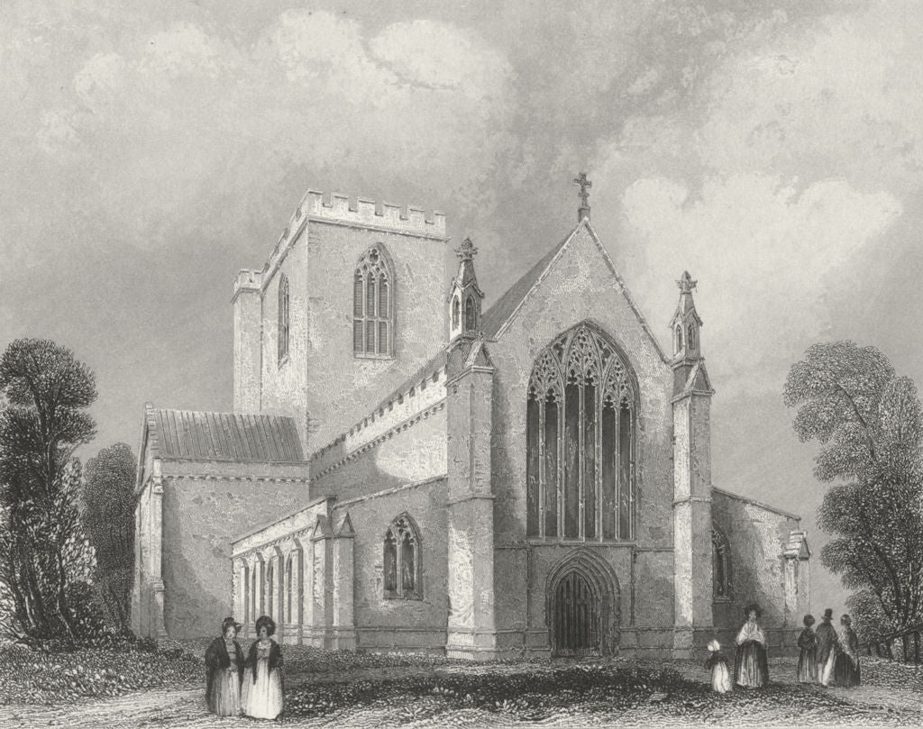 WALES. St Asaph's Cathedral west end. Asaph 1836 old antique print picture